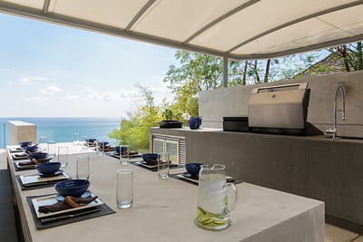 BBQ area and outdoor dining at villa 3, Samsara private estate, Kamala, Phuket, Thailand