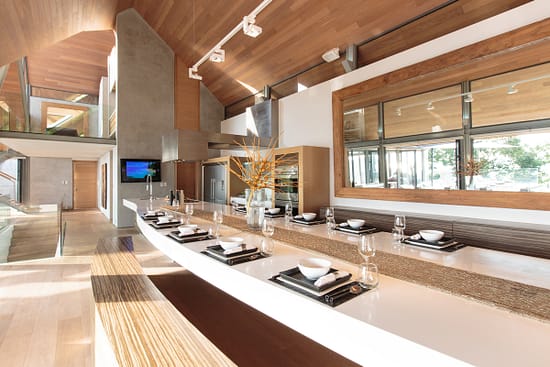 Dining and kitchen area at villa 3, Samsara private estate, Kamala, Phuket, Thailand